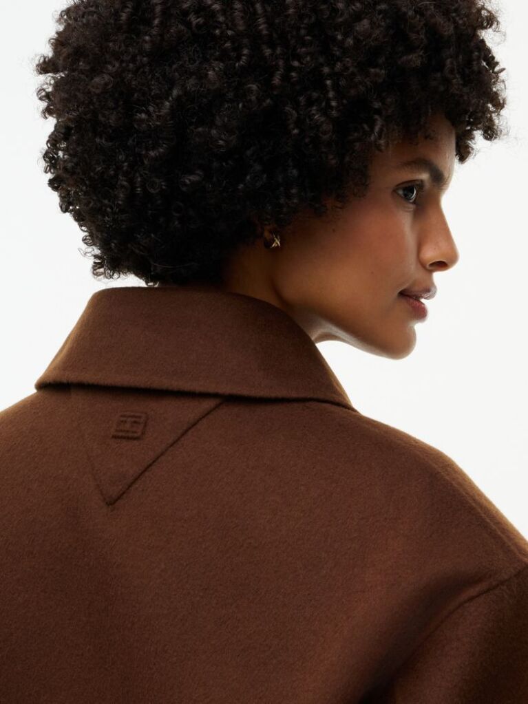 Brown Double-Faced Wool Blend Relaxed Jacket  Women